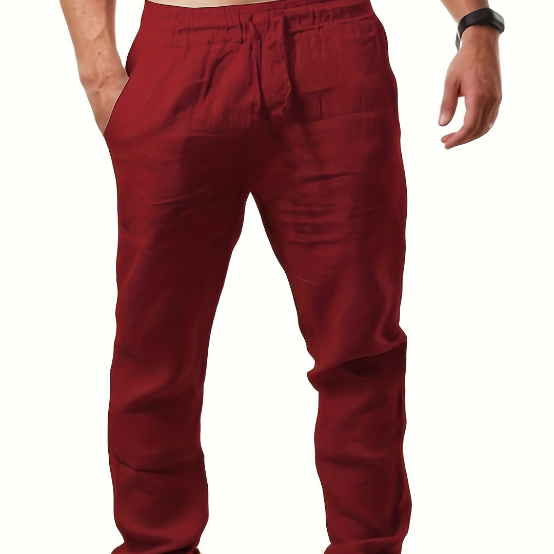 Herren Leinenhose | Lockerer Schnitt | Elastischer Bund | Sommer