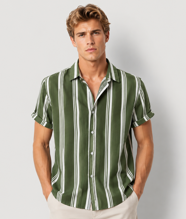 Herren Shirt | Breite Streifen | Klassischer Kragen | Sommer