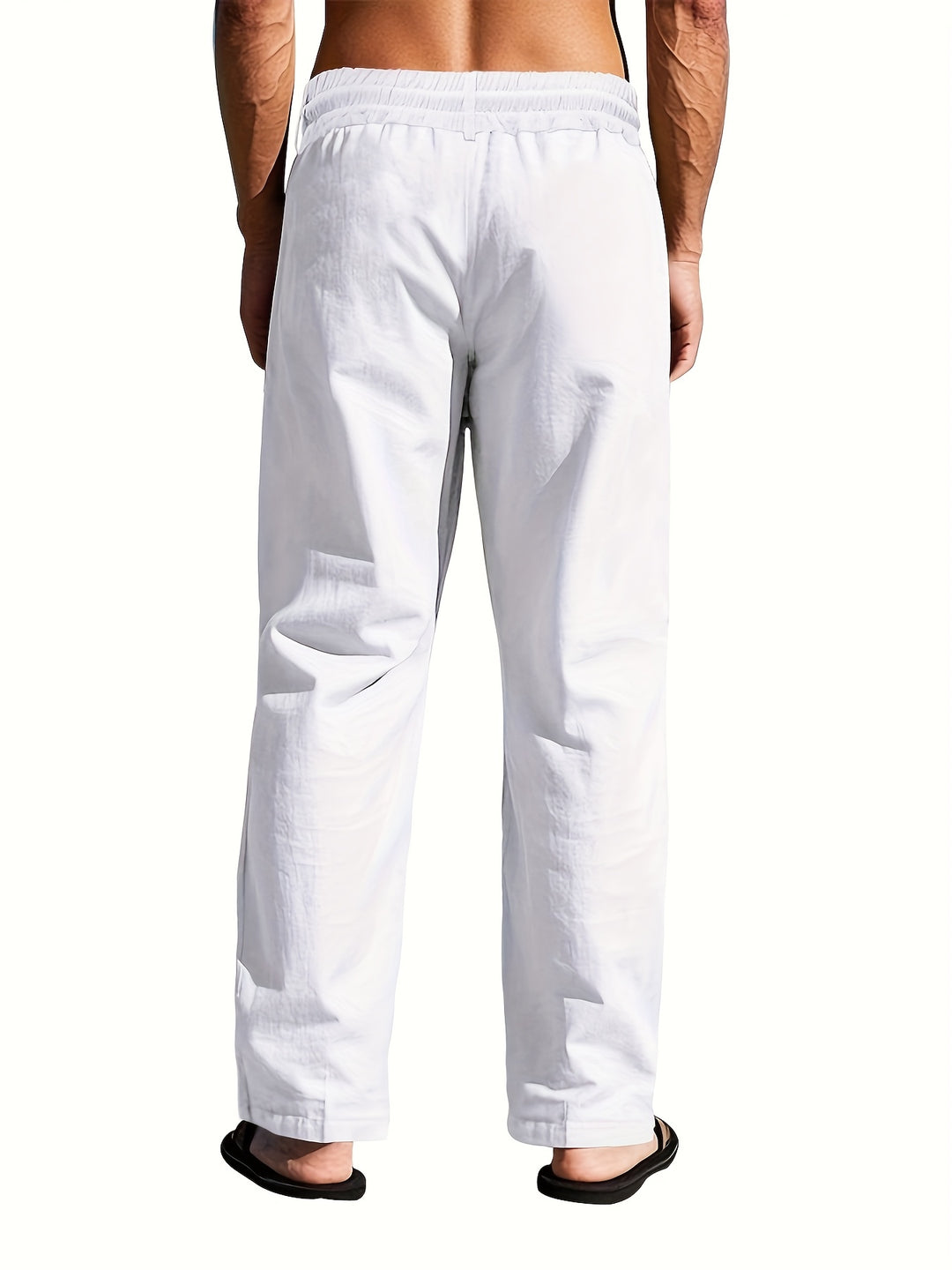 Herren Leinenhose | Leicht & Atmungsaktiv | Kordelzug & Multi-Knopf | Strand & Freizeit