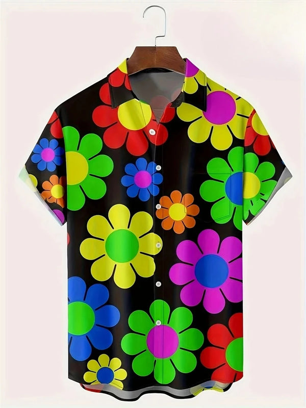 Herren Shirt | Vintage Druck | Knopfverschluss | Sommer