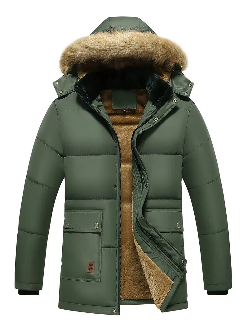 Winterjacke Herren | Gefütterte Kapuzenjacke | Warm Daunenjacke Herren