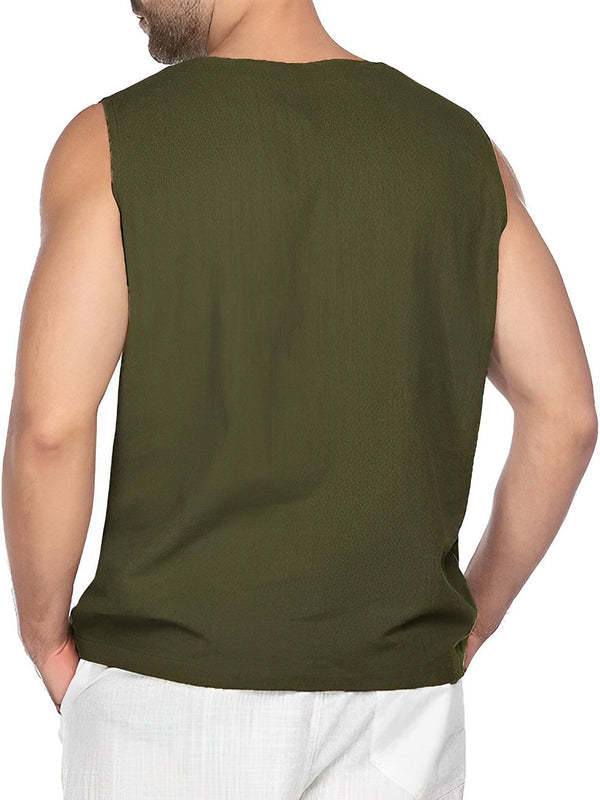 Herren Tanktop | Gerade Passform | Mit Schnürkragen | Sommer