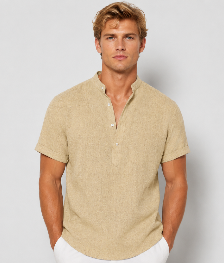 Herren Henley-Hemd | Gerade Passform | Mit Knopfleiste | Sommer