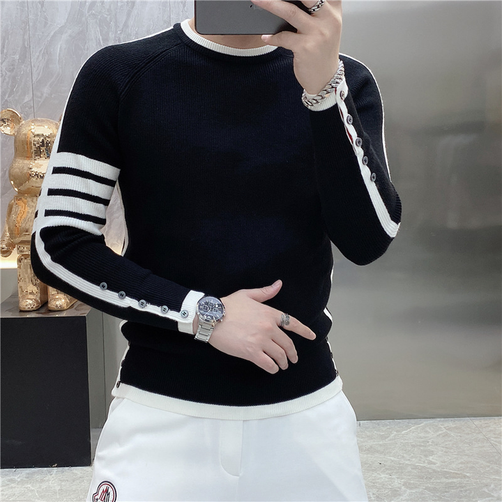 Herren Pullover | Slimfit | Lange Ärmel Mit Knopfleiste | Frühling