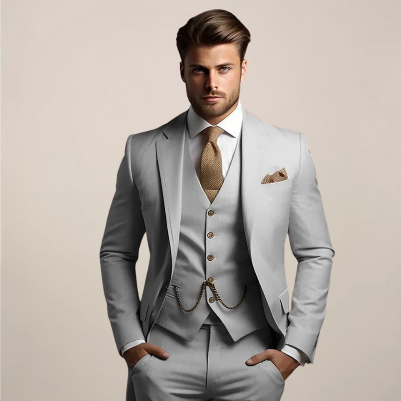 Herren Set | Dreiteiliger Slim Fit Anzug | Modern Kleider Herren