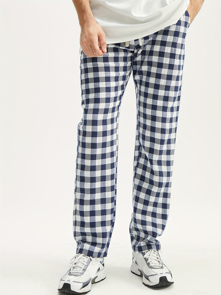 Herren Hose | Relaxed | Karomuster Kordelzug | Sommer