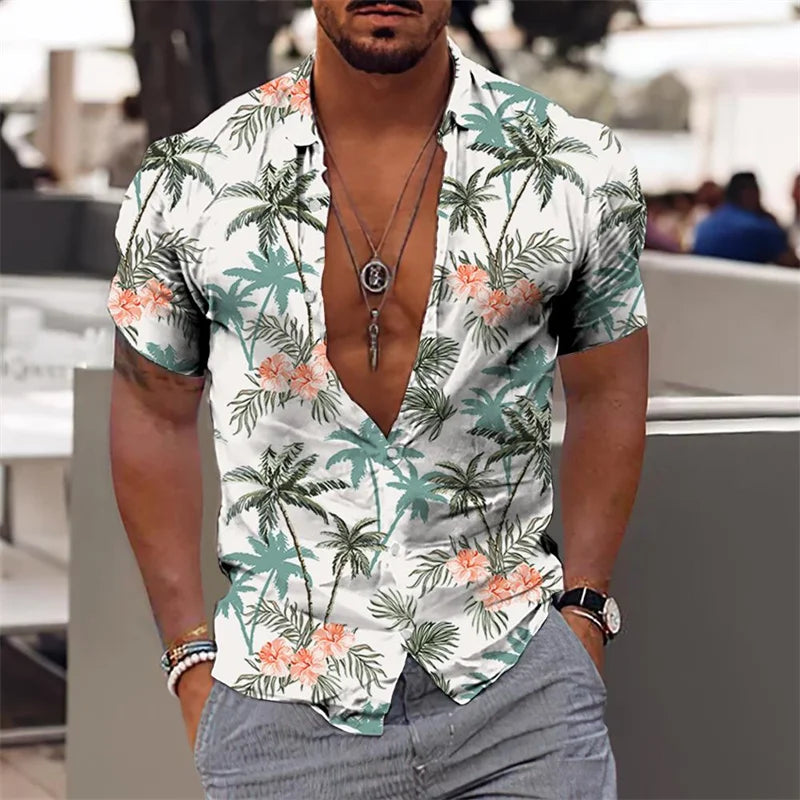 Herren Shirt | Kurzarm | Tropenprint | Sommer