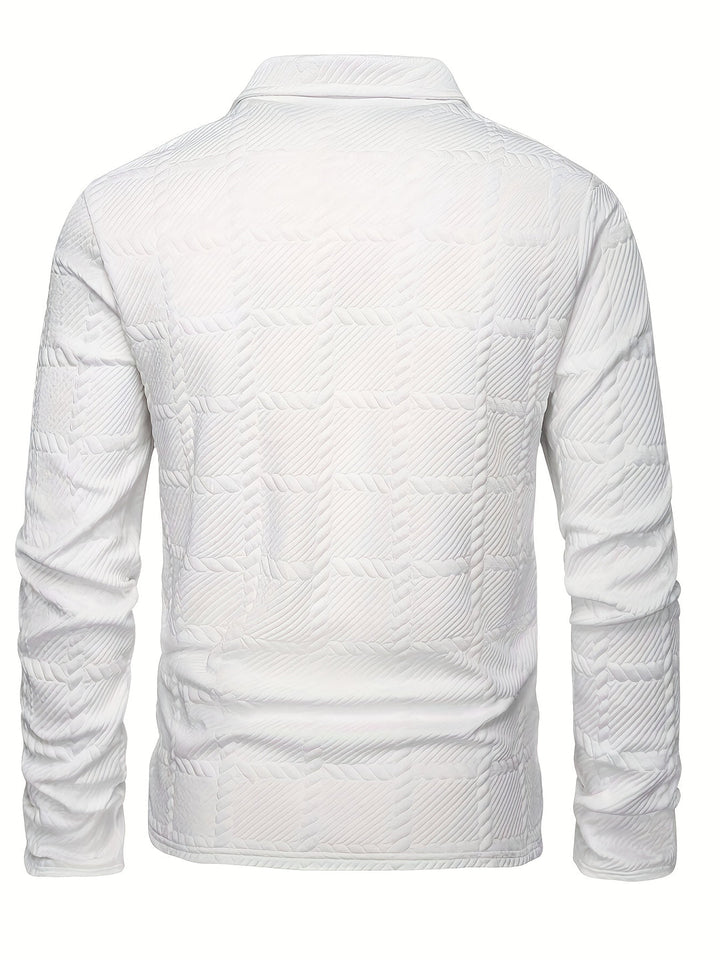 Herren Polo Shirt | Gebrochenes Jacquard | Stilvoll & Lässig | Frühling & Herbst