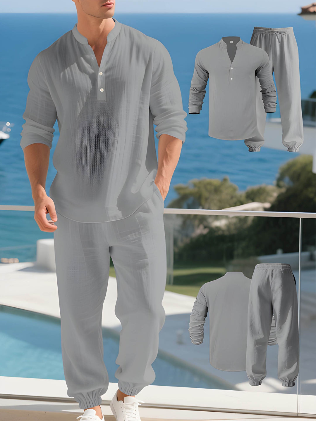 Herren Set | Straight | Mit Knöpfen | Sommer