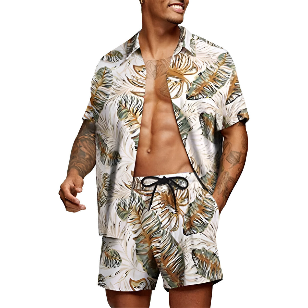 Herren Set | Oversized | Mit Kordelzug | Muster Freizeit Sommer