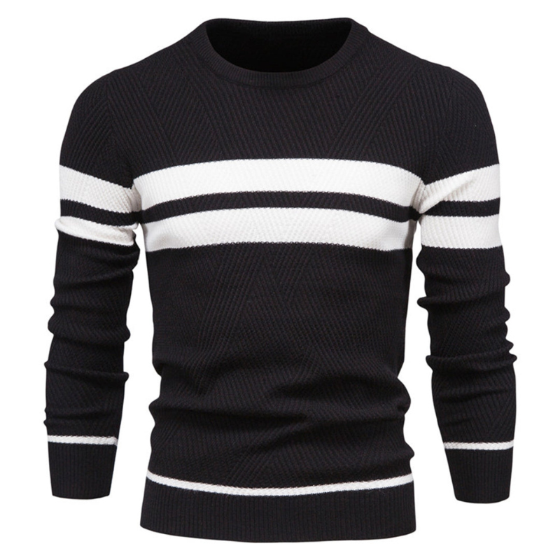 Herren Pullover | Rundhalsausschnitt & Patchwork | Schmal geschnitten