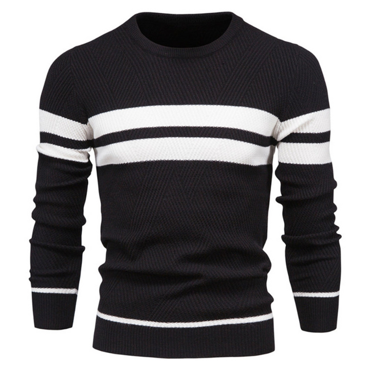 Herren Pullover | Rundhalsausschnitt & Patchwork | Schmal geschnitten
