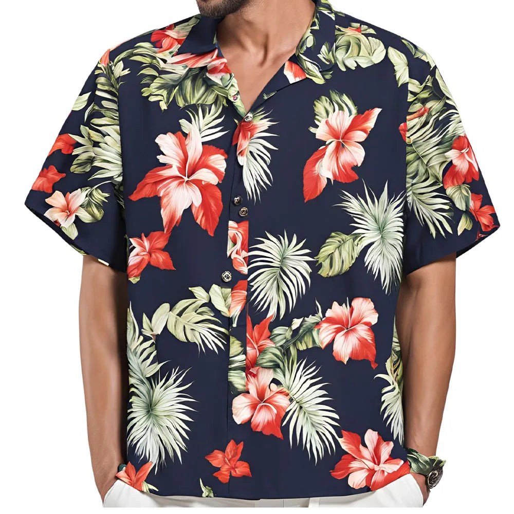 Herren Shirt | Blumenmuster | Kurzarm | Sommer