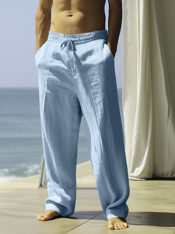 Herren Leinenhose | Weite Passform | Kordelzug | Sommer