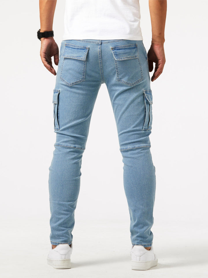 Herren Cargo Jeans – Slim Fit – Stretch Denim – Mehrere Taschen – Casual Stil