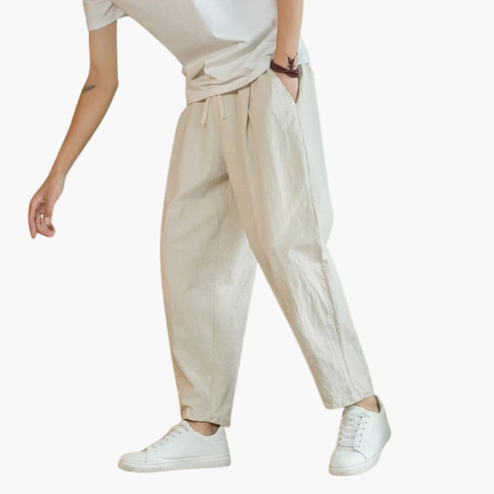 Herren Stoffhose | Weite Pijpen | Mit Kordelzug | Sommer