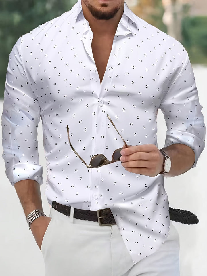 Herren Shirt | Slimfit | Mit Knopfleiste | Sommer Dots