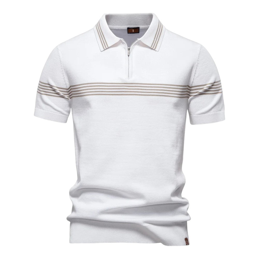Herren Polo | Slimfit | Mit Reißverschluss | Streifen Detail Frühling
