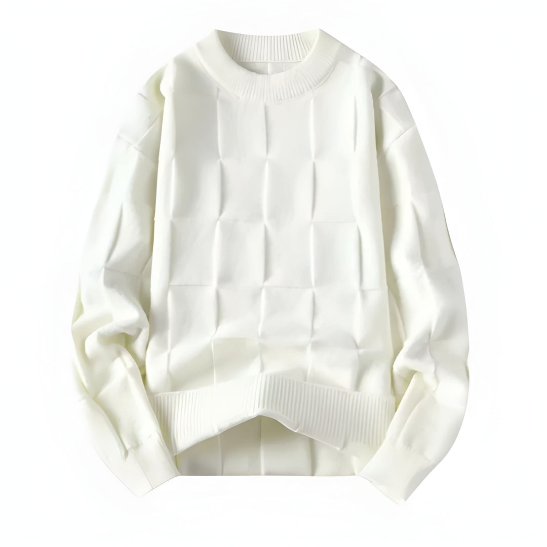 Pullover Herren | Rippstrick mit Karomuster | Modern Herren Pulli