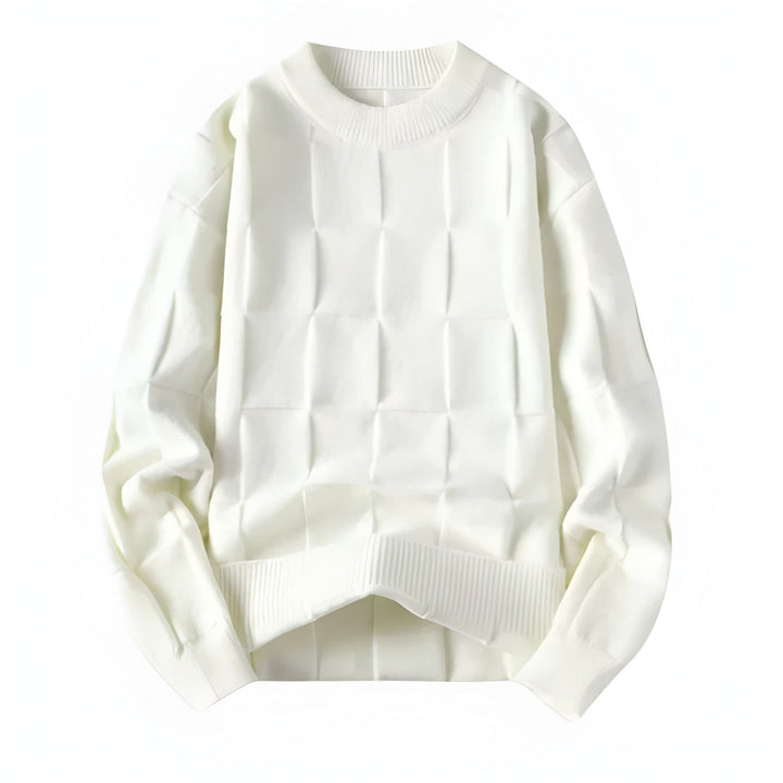 Pullover Herren | Rippstrick mit Karomuster | Modern Herren Pulli