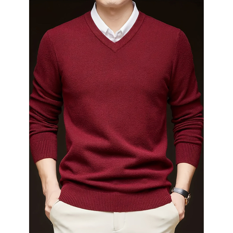Pullover Herren | Langarm | V-Ausschnitt Strickpullover