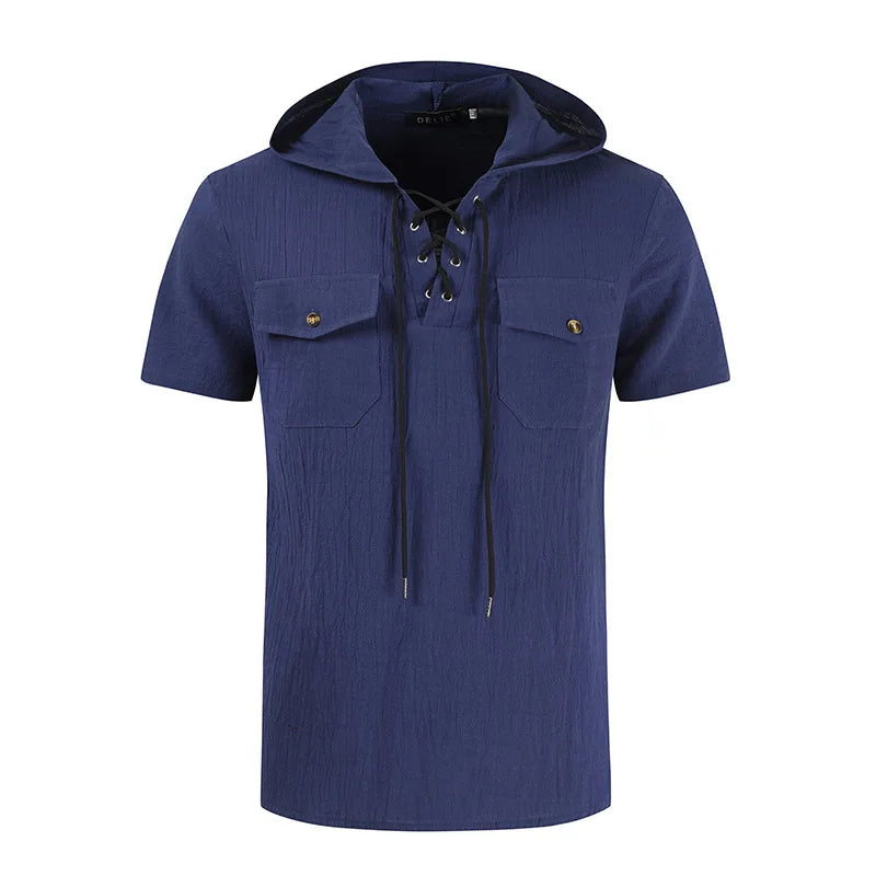 Herren Hoodie | Retro | Kurzarm Vetersluiting | Sommer