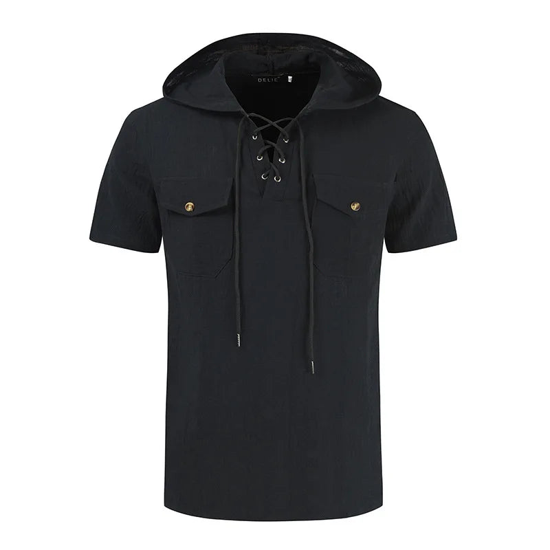 Herren Hoodie | Retro | Kurzarm Vetersluiting | Sommer