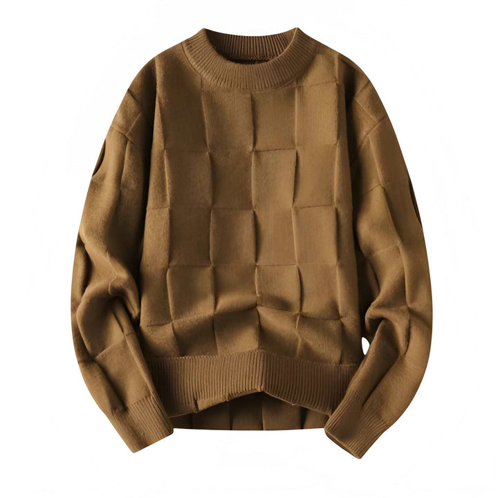 Pullover Herren | Rippstrick mit Karomuster | Modern Herren Pulli