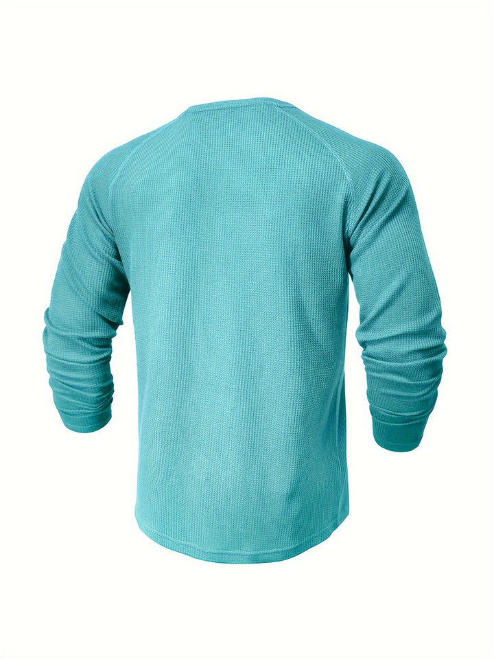 Herren Henley T-Shirt | Waffel Design | Langarm Stil | Herbst