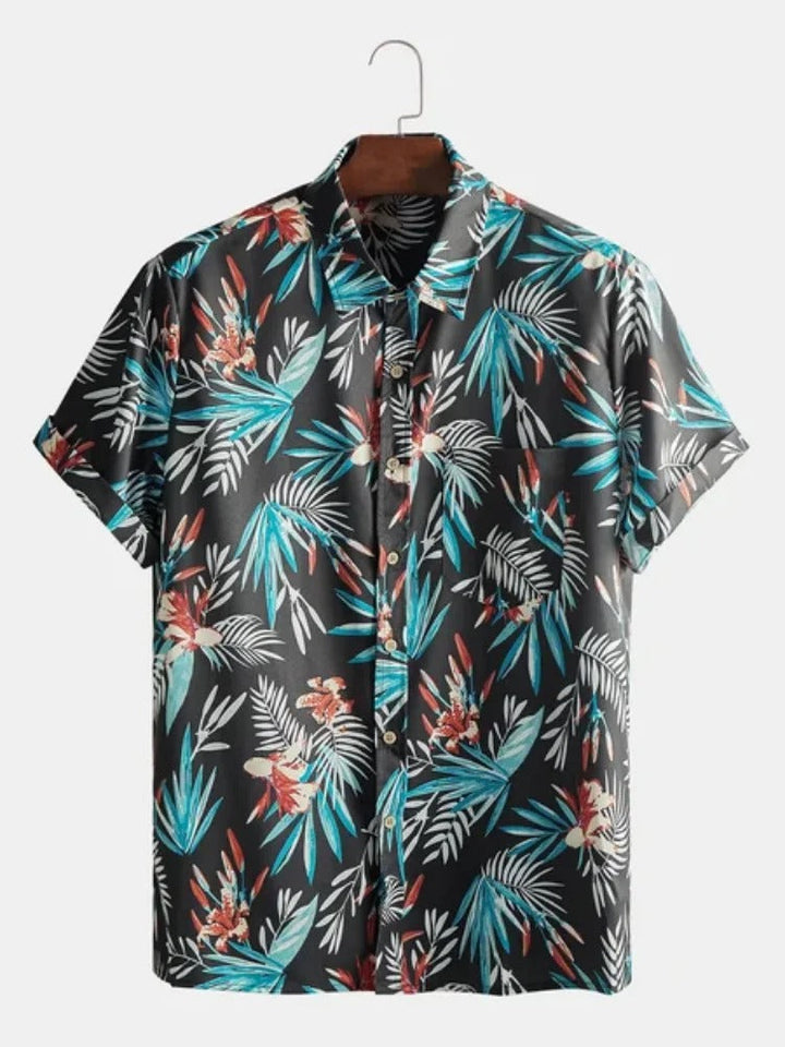 Herren Shirt | Kurze Ärmel | Tropischer Blumenprint | Sommer