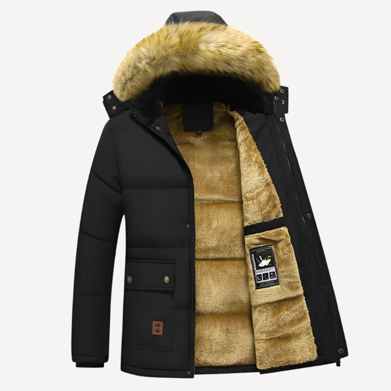Winterjacke Herren | Gefütterte Kapuzenjacke | Warm Daunenjacke Herren