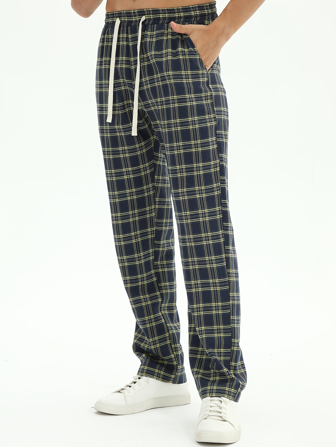 Herren Hose | Relaxed | Karomuster Kordelzug | Sommer