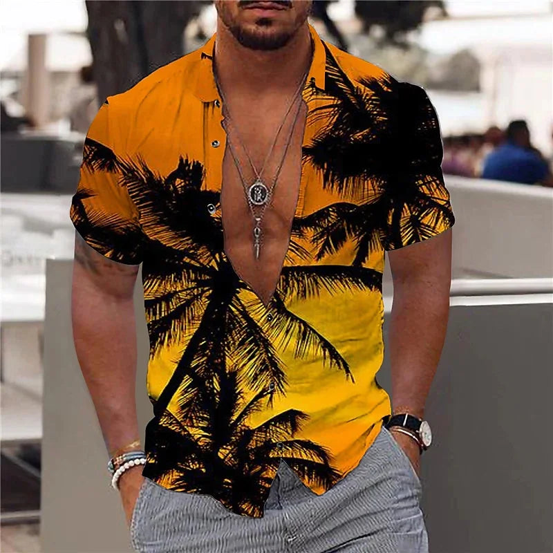 Herren Shirt | Kurzarm | Tropenprint | Sommer