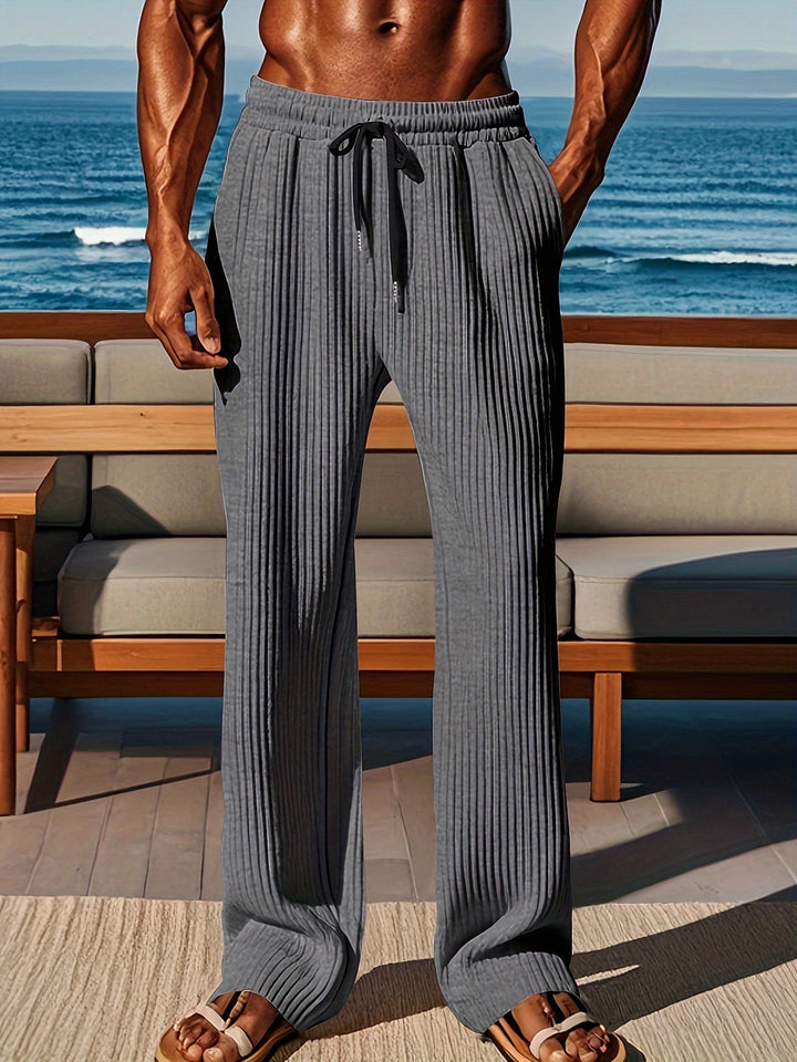 Herren Hose | Gerippte Struktur &amp; Kordelzug | Sommer