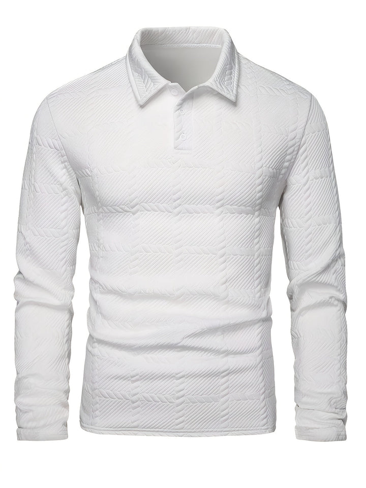 Herren Polo Shirt | Gebrochenes Jacquard | Stilvoll & Lässig | Frühling & Herbst
