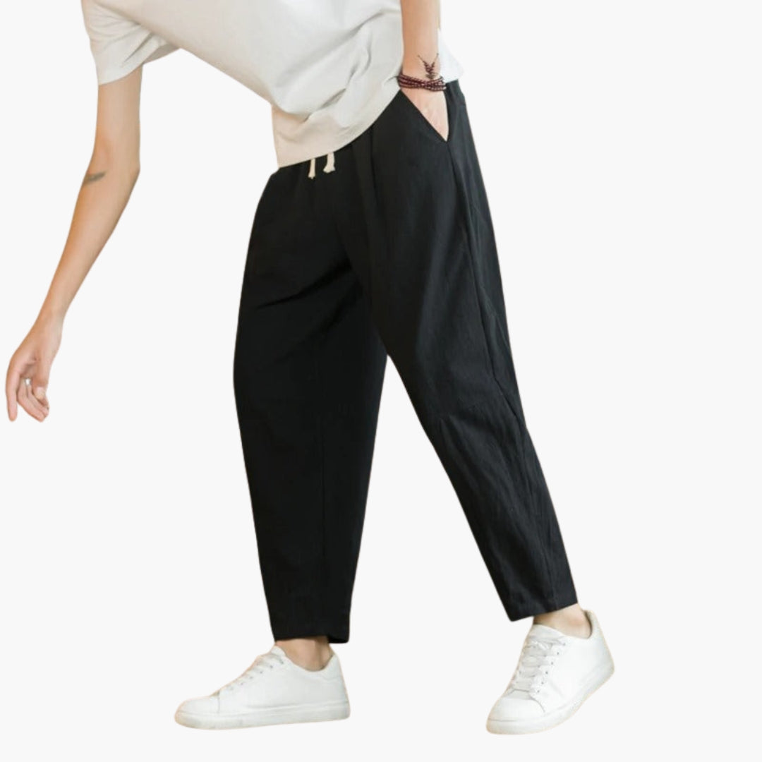 Herren Stoffhose | Weite Pijpen | Mit Kordelzug | Sommer