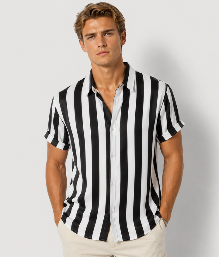 Herren Shirt | Breite Streifen | Klassischer Kragen | Sommer