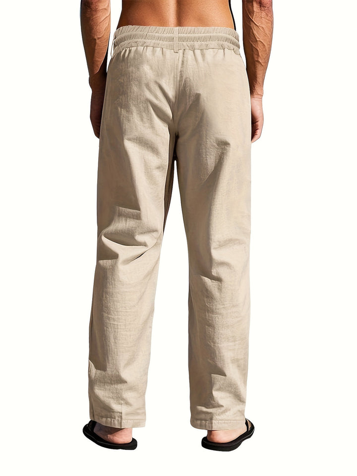 Herren Leinenhose | Leicht & Atmungsaktiv | Kordelzug & Multi-Knopf | Strand & Freizeit