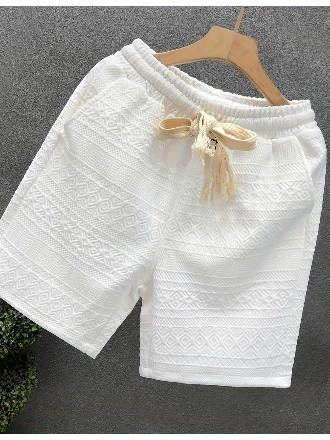 Herren Shorts | Strukturmuster &amp; Kordelzug | Sommer
