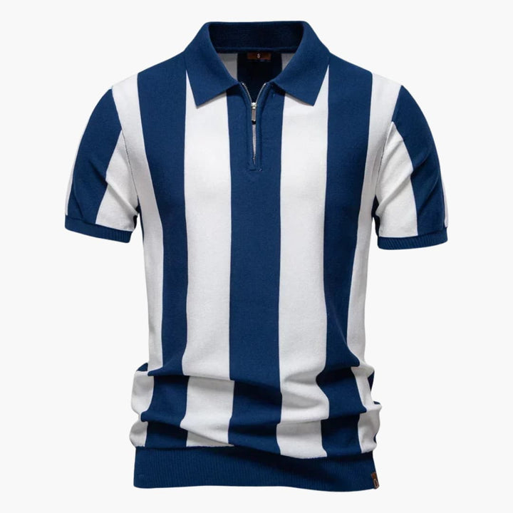 Herren Poloshirt | Gestreiftes Design | Reißverschluss | Sommer