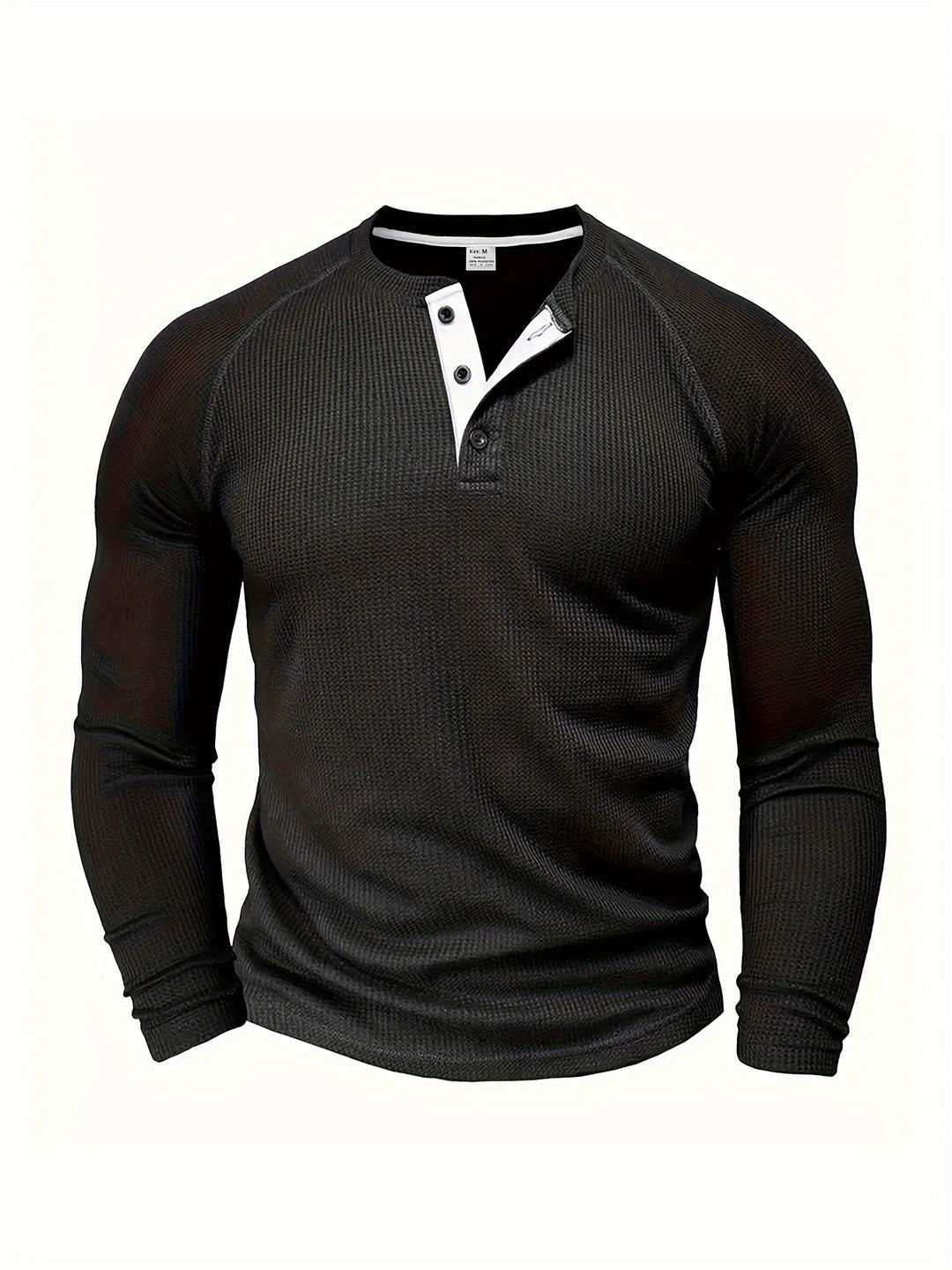 Herren Henley T-Shirt | Waffel Design | Langarm Stil | Herbst