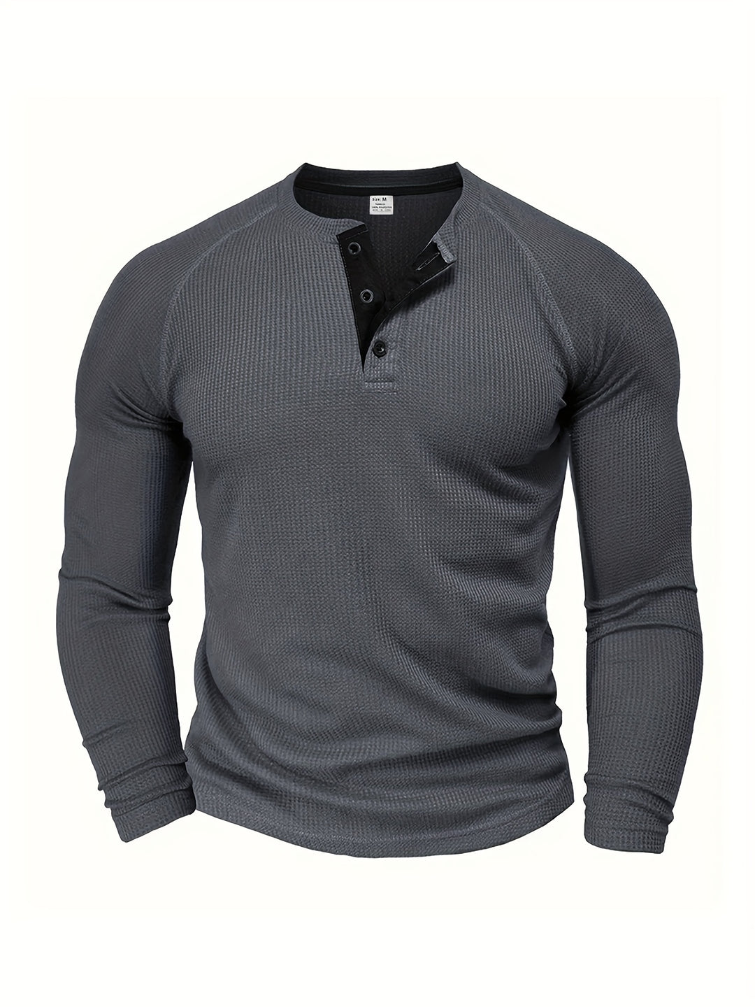 Herren Henley T-Shirt | Waffel Design | Langarm Stil | Herbst