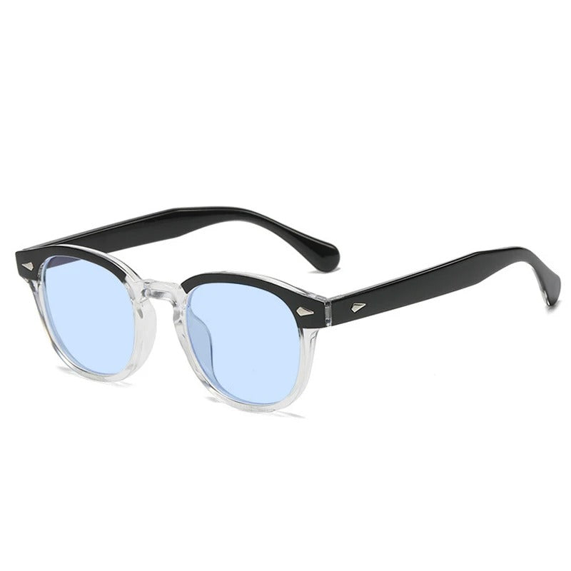 Herren Sonnenbrille | Schwarzes Gestell | Blau verspiegelte Gläser | Sommer