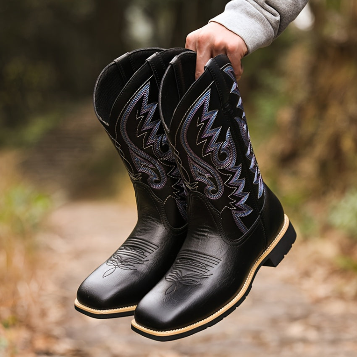 Klassische Herren Schuhe | Cowboy Boots Herren | Bestickte Winterschuhe