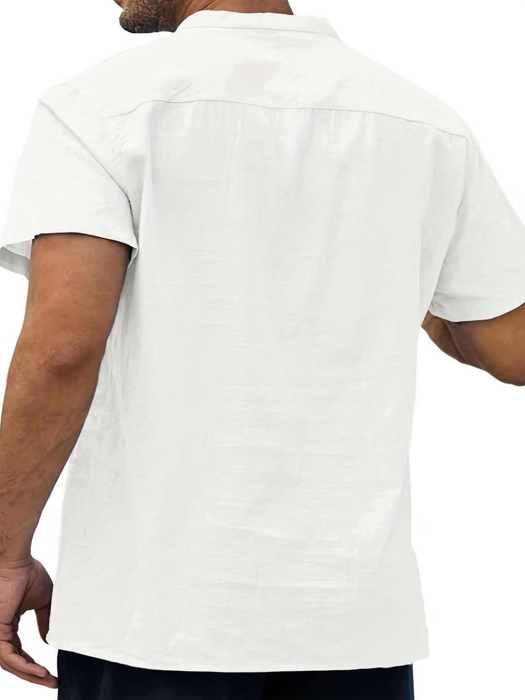 Herren Kurzarmhemd | Stehkragen | Lockerer Schnitt | Sommer