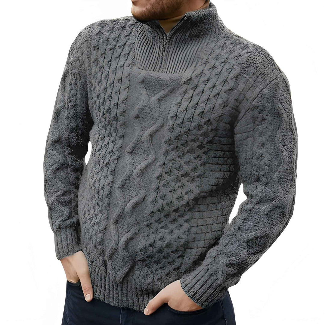 Pullover Herren | Strukturstrick mit Half-Zip | Lässig Herren Pulli