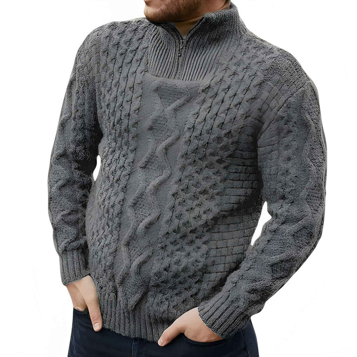 Pullover Herren | Strukturstrick mit Half-Zip | Lässig Herren Pulli