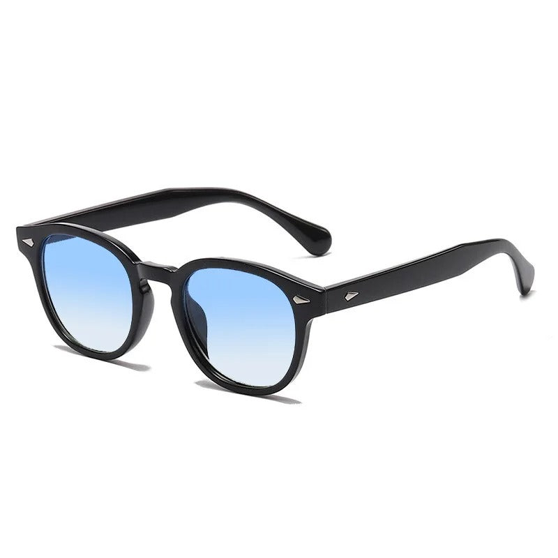 Herren Sonnenbrille | Schwarzes Gestell | Blau verspiegelte Gläser | Sommer