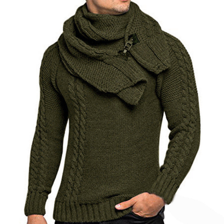 Herren Pulli | Strickpullover mit Schal | Eleganter Pullover
