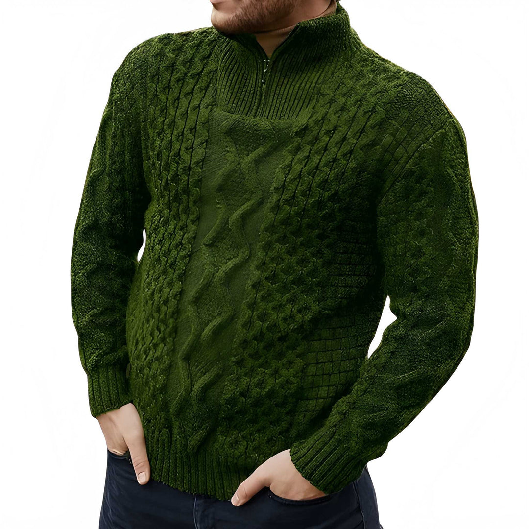 Pullover Herren | Strukturstrick mit Half-Zip | Lässig Herren Pulli